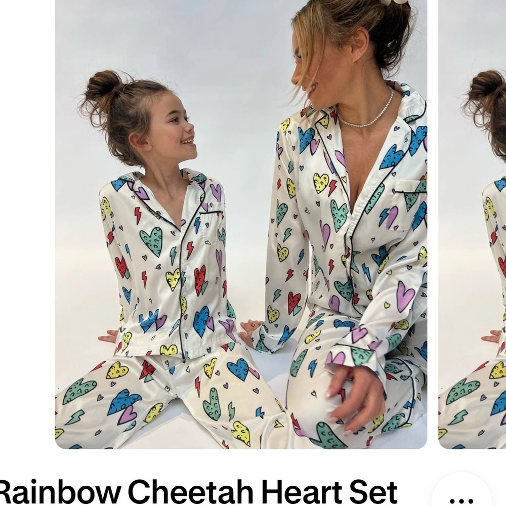 Lola and the Boys Pajama Set Hearts Lightning Print Large Women